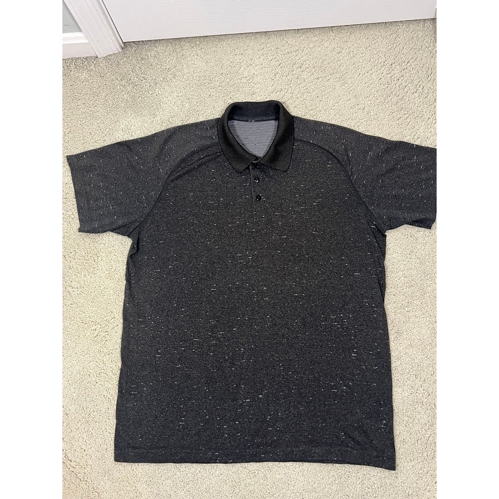 Lululemon Metal Vent Tech Polo Shirt Mens XL Charcoal Grey Speckled (IN#65)